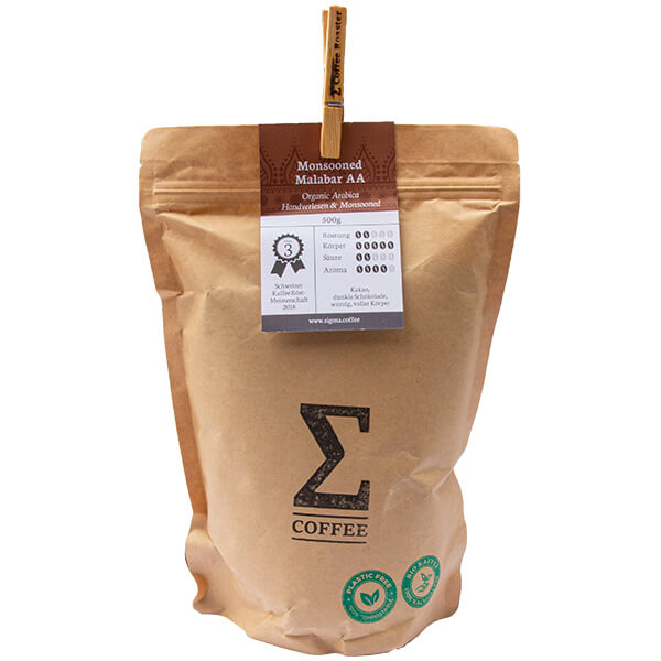 Bio Arabica Kaffee Monsooned Malabar 500g Bohnen